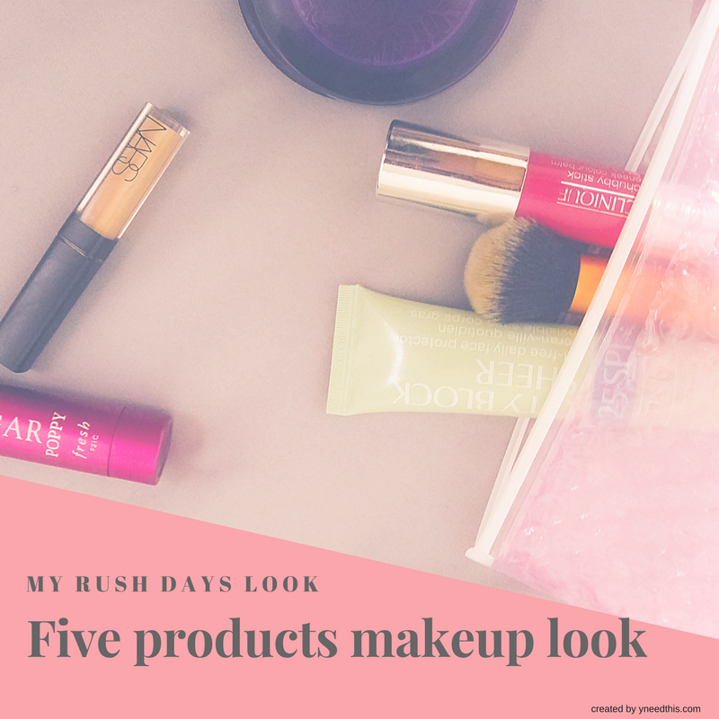 Five products makeup look : running late look